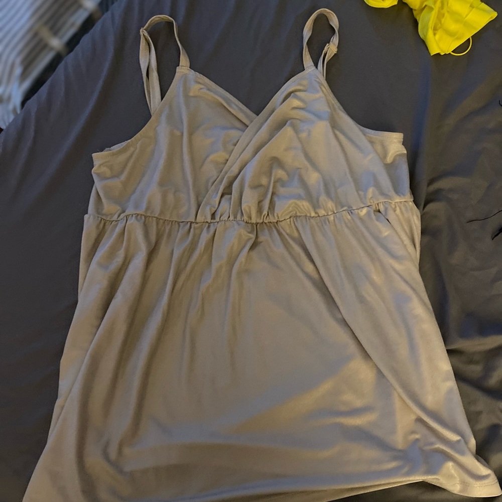 sparkly tan tank top